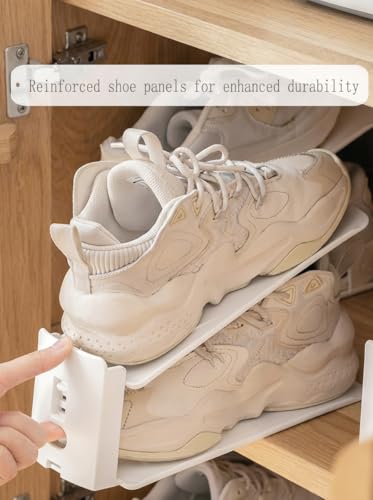 3-Level Adjustable Shoe Slots Organizer, Double Layer Shoe Stackers, 50% Space Saver for Closet and Entryway, White（2 Pack） - color: Style 2, size: One Size