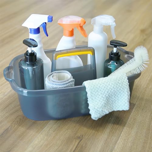 Goderewild Multi-Purpose Cleaning Caddy with Handle, Shower Caddy Organizer/Storage Basket/Totes Portable for Bathroom Supplies, Cleaning Products, Under Sink Tool (Translucent Gray, 1 Pack) - color: Translucent Gray, size: 1 Pack