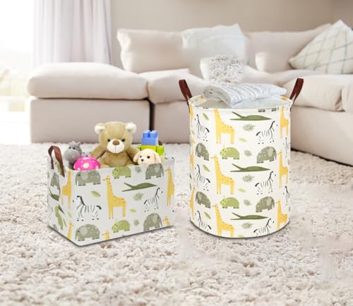 NTAOHAMPER Kids Laundry Hamper, Green Laundry Basket, Baby Nursery Hamper, Waterproof Storage Bin, Clothes Organizer Basket, Room Decor(Green Animal) - color: Green Animal