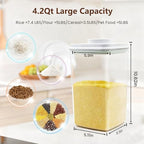 Melovom Large Pop Airtight Food Storage Containers Set with Lids, 4.2Qt Food Containers with Scoop, Kitchen Pantry Organization and Storage, BPA Free Stackable Cereal Container - color: gray, 4.2Qt