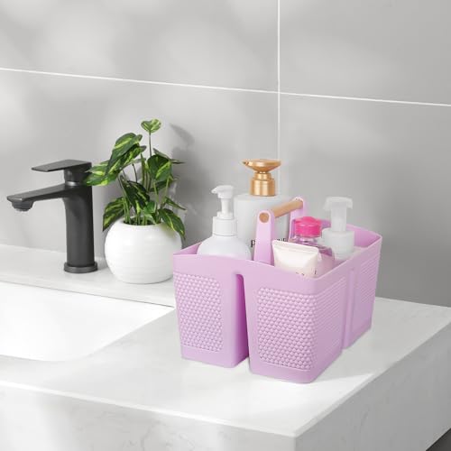 rejomiik Portable Shower Caddy Basket Plastic Cleaning Caddy Organizer Storage Tote with Handle for Bathroom, College, Dorm Room Essentials, Light Purple - color: Light Purple