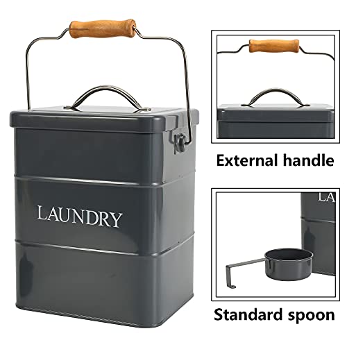 Laundry Powder Bin, Washing Powder Storage Tin with Scoop, Airtight Lid & Handles, Laundry Detergent Powder Storage Box - Perfect for Holding Pods Tablets Capsules Powder Detergent-Gray - color: Gray