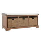 Safavieh American Homes Collection Lonan Grey and White Wicker Storage Bench - color: Sepia