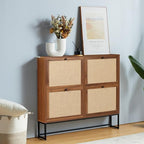 Shoe Cabinet, Shoe Storage Cabinet with 4 Flip Drawers, Freestanding Shoe Organizer Shoe Rack for Entryway, Hallway, Living Room (Walnut - 4 Tiers) - color: Walnut - 4 Tiers