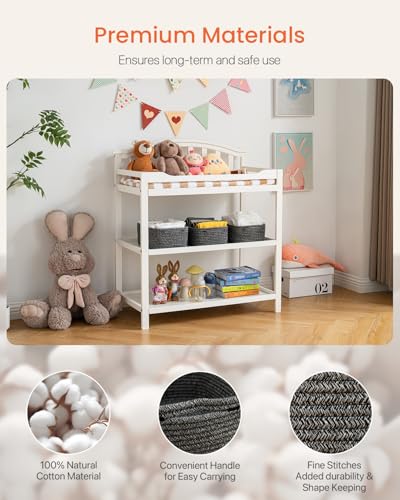 Small Woven Basket, 12 x 8 x 4.5 Inches, Storage Basket for Organizing, Cute Small Rope Shelf Closet Cube Storage Bins Baskets for Shelves, Dog Toy Gift Baskets Empty, 3 Pack Mixed Black - color: Mixed Black, size: 12"L x 8"W x 4.5"H