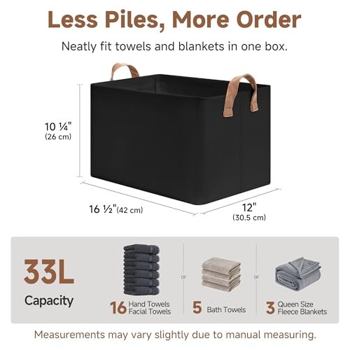 StorageWorks Storage Bins, Fabric Storage Bins for Shelves, Large Storage Baskets with Metal Frame, Closet Baskets and Bins with Handles, Black, 2-Pack - color: Black, size: 16 ½" L x 12" W x 10 ¼" H