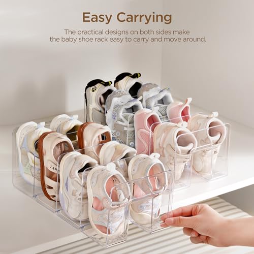 HBlife Clear Acrylic Kids Shoe Rack for Closet, 6 Pack, 4 Sections, Stackable, Crystal Clear, 4 Pairs Capacity - color: Clear, size: 6 Pack