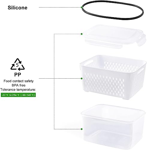 Freshmage Fruit Storage Containers for Fridge with Removable Colander, Airtight Food Storage Container, Dishwasher Safe Produce Saver for Refrigerator, Keep Berry Fruit Fresh Longer 4 pcs Small Clear - size: Small