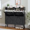 Nicetree Shoe Cabinet with 4 Flip Drawers, Hidden Shoe Rack Cabinet with Metal Legs, Farmhouse Narrow Shoe Storage Cabinet for Entryway, Foyer, Hallway, Black with Hook - color: Black, style: 4-Drawers