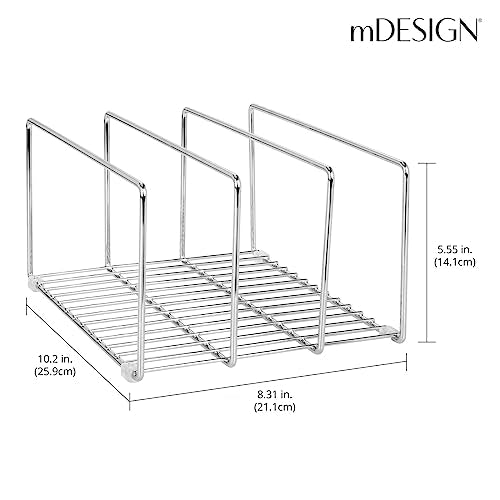 mDesign Baking Tray Rack — Wire Rack for Sorting Trays, Pans and other Cookware Items — Free-Standing Pan Stand for the Kitchen — Chrome - color: Chrome, size: 10.2 x 8.5 x 5.6