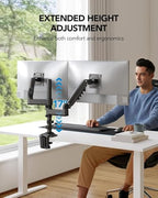 HUANUO 17-32 Inch Dual Monitor Stand, Vertical Dual Monitor Mount, Monitor Stand 2 Monitors, Ergonomic Adjustable Tilt/Swivel/Rotate, Weight Max 19.8 lbs, VESA 75/100mm