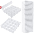 45 Pack Drawer Dividers, Plastic Adjustable Drawer Storage Organizer for Tidying Clutter Socks, Underwear, Makeup, Kitchen, Dresser White - color: White