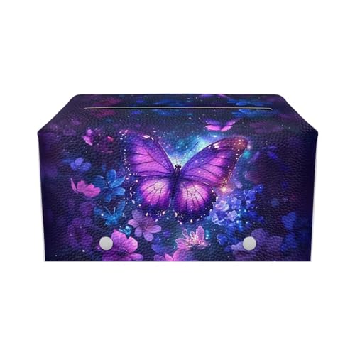 Butterfly Pu Leather Tissue Box Cover, Modern Rectangular Tissue Box Tissues Organizer Living Room Bedroom Vanity Countertop Home Decor Items - color: Butterfly1