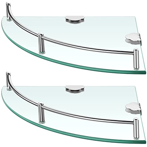 Crowye 2 Pcs Corner Shower Shelf 2-tier Glass Corner Shelf Stainless Steel Wall Mounted Bathroom Organizer for Storing Shower Gel Shampoo Brush, 9.25 Inches (Silver) - color: Silver