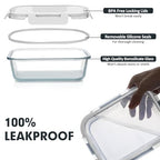 VERONES 30 Pieces Glass Meal Prep Containers Set, Stackable Food Storage Containers with Lids-Airtight Glass Lunch Containers，for Microwave, Oven, Freezer & Dishwasher,White - color: White