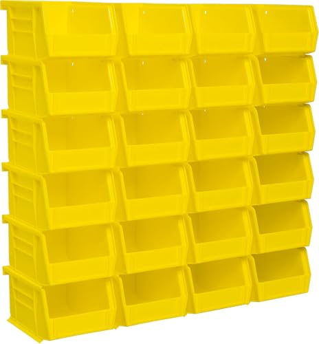 Akro-Mils 30210 AkroBins Plastic Storage Bins, Space-Saving Stackable Bins for Garage, Pantry, Craft Organization, 5" x 4" x 3", Yellow, 24-Pack - color: Yellow