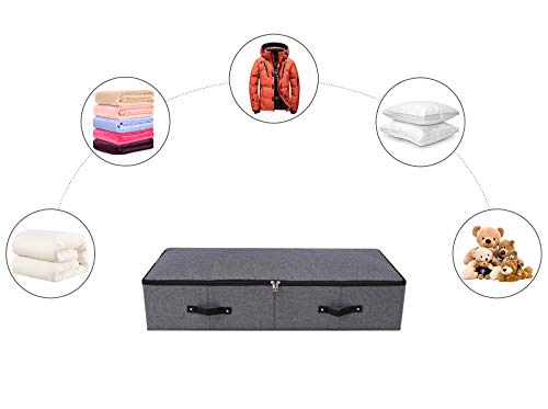 Under Bed Storage Bins with Lids, Closet Organizers, Foldable Under-bed Storage Baskets for Sheets, Clothes, Quilts, Sweaters, Wrapping Paper, 35x16.5x7inch, Black Gray, 2PCS - color: Black Gray, 2PCS, size: 35x16.5x7inch