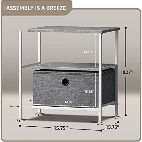 Sorbus Nightstand 1-Drawer Shelf Storage - Bedside Furniture & End Table Chest Dresser with Steel Frame, Wood Top & Easy Pull Fabric Bins for Home, Bedroom, Closets, Bathroom, Office & College Dorm - color: Grey, style: 1 Drawer