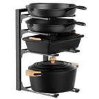 MUDEELA Pots and Pans Organizer under Cabinet 15.75" Tall, 4-Tier Heavy Duty Pan Organizers inside Cabinet Kitchen Storage, Adjustable Pot Rack Holds up to 44 LB Cast Iron Skillets Shallow Cookware - style: 4-Tier