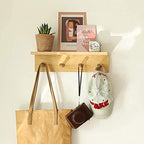 Entrance Coat Rack ，Coat Hooks, Wall-Mounted Wooden Hook Rack, Wall-Mounted Shelves(Oak Colored Finish—A-1) - style: Oak colored finish—A-1