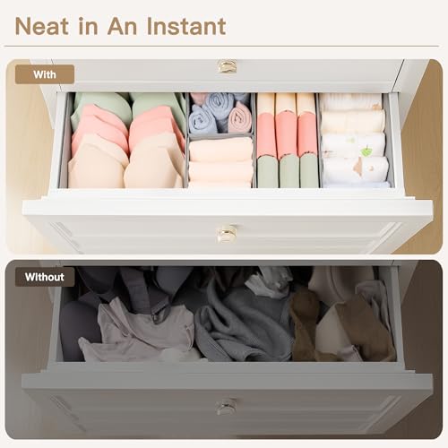 Criusia Drawer Organizer Clothes, 14 Pack Dresser Organizer for Baby Clothes, Underwear, Sock- Foldable Closet Organization and Storage Dividers Bins for Nursery, Bedroom and Dorm (Grey) - color: Grey, size: 14PACK