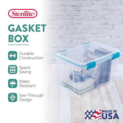 Sterilite 8-Pack Gasket Box, Weather-Resistant Storage Bins with Latching Lids, 54 Quart - Heavy-Duty Organizing Containers for Closet, Bathroom, and Office - size: 54 Quart, style: 8 Pack