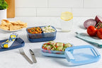 Ello 2-Pack Lunch Stack Plastic Food Storage Container Bento Box with Airtight, Leak-Proof Locking Plastic Lids and Silicone Base, BPA-Free, Freezer, Microwave, and Dishwasher Safe, Blueberry - color: Blueberry