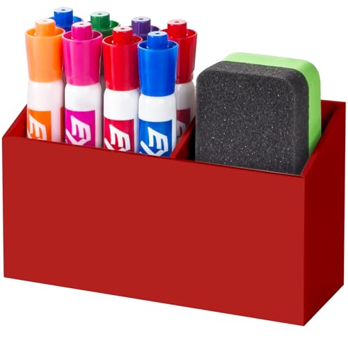BEYGORM Magnetic Dry Erase Marker Holder for Whiteboard,Non-slip Acrylic Magnet Pen Holder for Fridge Refrigerator,Locker Organizer for Work,Locker Accessories,Pencil Cup for Desk(Red) - color: Red
