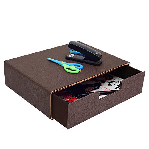 PU Leather Stackable Organizer Drawer, Executive Office Supplies Desktop Filing A4 File Cabinet/Holder for Jewelry/Bill/Paper/Documents/Makeup Home Decor Stationery Storage Box, Coffee - color: Coffee
