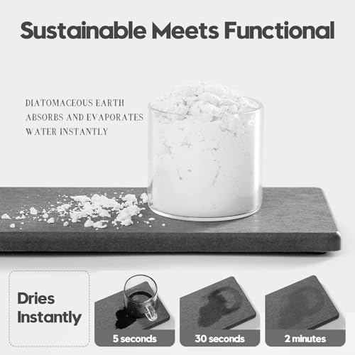 2PCS 7" x 3.5" Water Absorbing Bathroom Sink Vanity Trays, Diatomite Stone Quick Drying Mat for Kitchen Counter, Dish Rack Dispensers Sponge Holder Caddy Organizer, Dark Gray, 7"x3.5" - color: 2 Pack - Charcoal Gray, size: 7" x 3.5"
