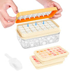 PHINOX Ice Cube Tray with Lid and Bin, Ice Trays for Freezer, Flexible Ice Cube Trays, Making 56 pcs Ice Cubes, Chilling Cocktail, Whiskey, Coffee, with 2 trays, Ice Container, Scoop&Cover, BPA Free - color: Yellow, size: 0.8"-2tier