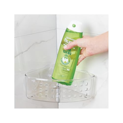 iDesign Plastic Suction Cup Corner Shower Basket for Bathroom Storage, Set of 2, Clear, Made in USA - style: Pack of 2