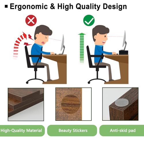 TEAMIX 2 Pack Monitor Stand Riser-20 inch, Wooden Tabletop Shelf for TV/PC/Laptop/Printer, Rustic Brown Monitor Riser with Storage, Computer Stand Ergonomic Design - color: Brown, size: 2 Pack-20 inch