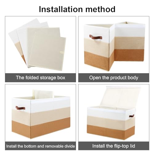 Mayniu Large Toy Box Chest with Divider, Sturdy Toy Storage Bin Organizer Baskets with Lid for Kids, Boys, Girls, Nursery, Living Room, Bedroom, Playroom, Closet, 25"x13" x16"(Gradient Brown) - color: Large Gradient Brown