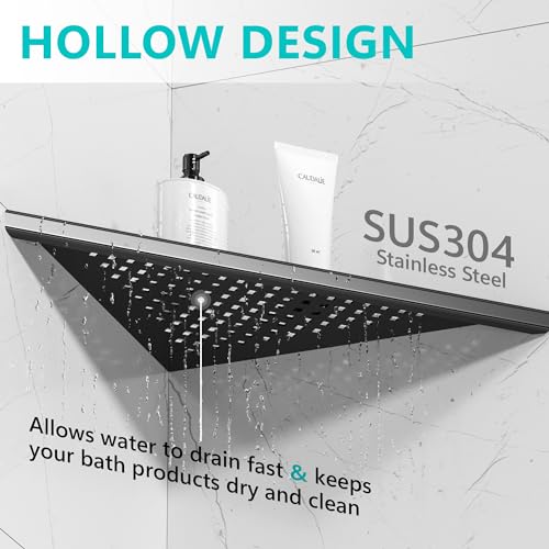 Qeke Bathroom Corner Shelf, Recessed 10" Shower Shelf Caddy, SUS304 Stainless Steel Shelf Wall Mount Triangular, No Drilling, Matte Black - color: Matte Black, size: 10"- 1 Pack