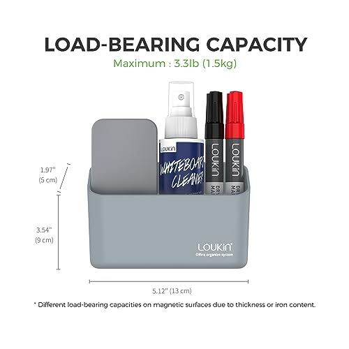 loukin Magnetic Marker & Remote Control Organizer, Dry Erase Marker Holder, Magnetic Storage for Whiteboard or Refrigerators (Gray) - color: Grey