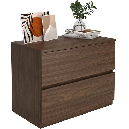 2 Drawer Dresser Chest, Small Low Dressers for Closet, Bedroom Wood Short Nightstands, Bedside Table Storage Cabinet for Home Office, Livingroom, Hallway, Kitchen, Classic Oak - color: Classic Oak, size: 13.4"D x 23.6"W x 18"H (2 Drawers)