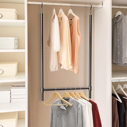 Simple Houseware Adjustable Closet Hanging Rod, Black - color: Black, size: 1 Pack