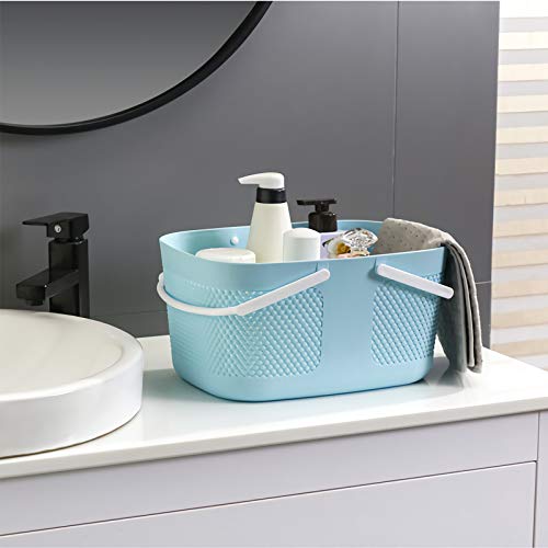 Shower Caddy Basket, Portable Large Capacity Thickened Plastic Organizer Storage Tote with Handles Drainage Toiletry Bag Bin for Bathroom, College Dorm Room Essentials, Kitchen, Camp, Gym, Blue - color: Blue