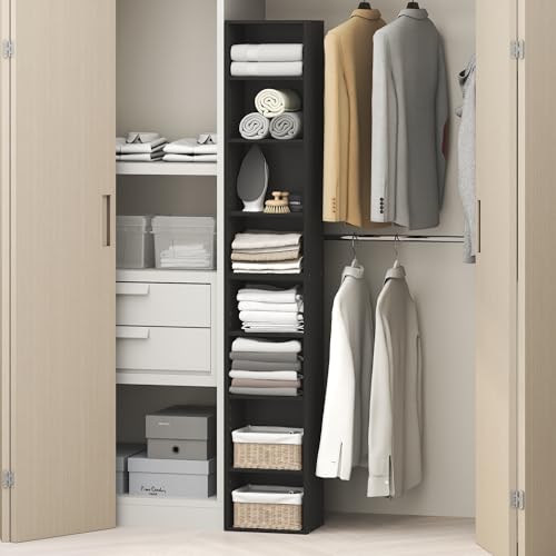 Furinno PASIR 8-Tier Closet Organizers and Storage, Open Shelf, Storage Organizer, 12-Inch Width, for Closet, Bedroom, Blackwood - color: Blackwood, size: 8-Tier; 12"W