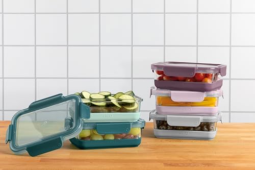 Ello Duraglass 3.4 Cup Meal Prep Sets,Set-Glass Food Storage Container with Silicone Boot and Airtight BPA-Free Plastic Lids,Dishwasher,Microwave& Freezer Safe,Garden Goals,5 Count(Pack of 2) - color: Garden Goals with Boot, size: 3.4 Cup (Pack of 2)
