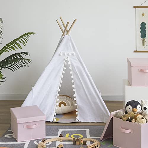 GRANNY SAYS Pink Storage Bins with Lids, Barbie Storage Organizer, Doll Toy Boxes, Stackable Fabric Storage Baskets for Closet, Baby Room, Nursery, 3-Pack - color: Pink, size: Medium