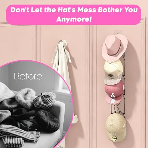 LINFIDITE 10 Pack Baseball Hat Rack Hanger Holder Organizer Multi Hook Wall Mounted Over Door Cap Display Storage Rack Holder Closet Hanging Storage Rack w Hanging Hook Mermaid Tail Black - color: 10pcs Black, size: Mermaid Tail Ring