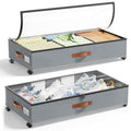 LAMU Under Bed Storage with Wheels, 2 Pack Under Bed Storage Containers with Clear Lids & Label, Rolling Under Bed Drawers for Clothes, Shoes, Blankets, Grey - color: Grey