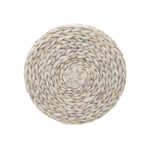 Household Essentials Handwoven Water Hyacinth Barrel Wicker Storage Basket Side Table, Cream Finish - color: Cream Water Hyacinth, style: Water Hyacinth