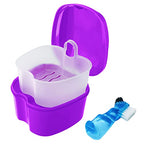 Colorful Denture Bath Case with Brush, Denture Cup Soaking Holder False Teeth Container Mouth Guard Storage Case Cleaning with Lid Waterproof - Purple - color: Purple