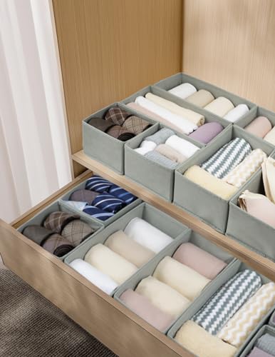 Fordonral Drawer Organizer Clothes, Foldable Fabric Dresser Organizer Closet Organizers and Storage Box for Underwear,Folded Clothes,Baby Clothing,Socks,Bra,Towels,Ties(6M+6S,Gray) - color: Gray, size: 6M+6S