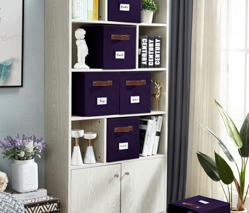 DECOMOMO Storage Bins, Cube Storage Bin with Labels, Fabric Storage Cubes for Shelves (10.5" x 11" / 6pcs, Deep Violet) - color: Deep Violet, size: Cube 11" / 6pcs