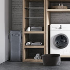Odonata Slim Laundry Hamper Handles Collapsible Laundry Basket Thin Dirty Clothes Basket Narrow Laundry Bag Foldable Dirty Hamper 45L (Dark Grey) - color: Dark Grey