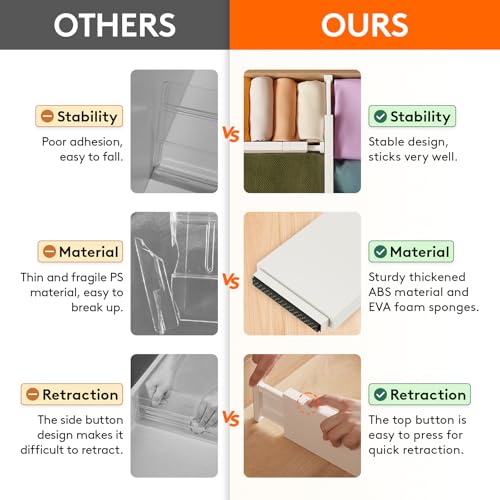 Lifewit 14 Pack Drawer Dividers 4" High 28-43.5cm/11-17" Adjustable Drawer Organizer for Clothes/Utensils, Expandable Drawer Separator in Dresser/Kitchen/Bedroom/Office Organization & Storage Beige - color: Beige